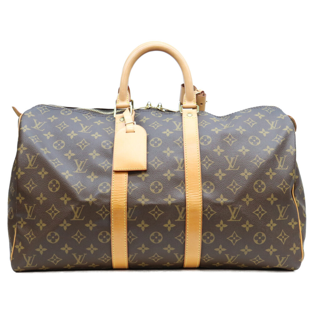 LOUIS VUITTON M41428 Brown Monogram Keepall 45 Boston Bag Gold Hardware Men's